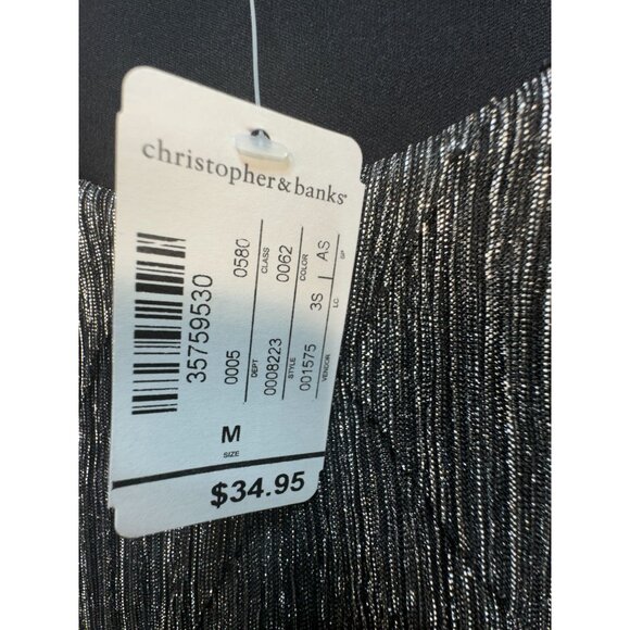 Christopher & Banks Womens Metallic Tank Top Blouse Size M Black Sleeveless NWT - Picture 4 of 9